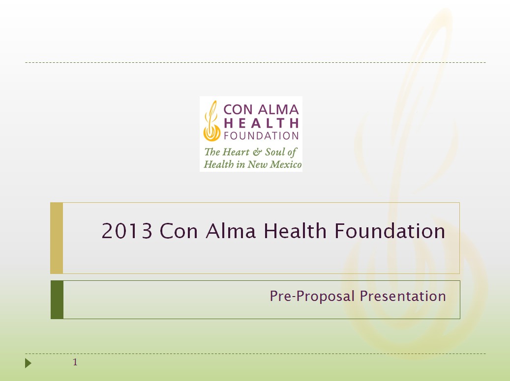 2013 Small Grant Pre-Proposal Webinar