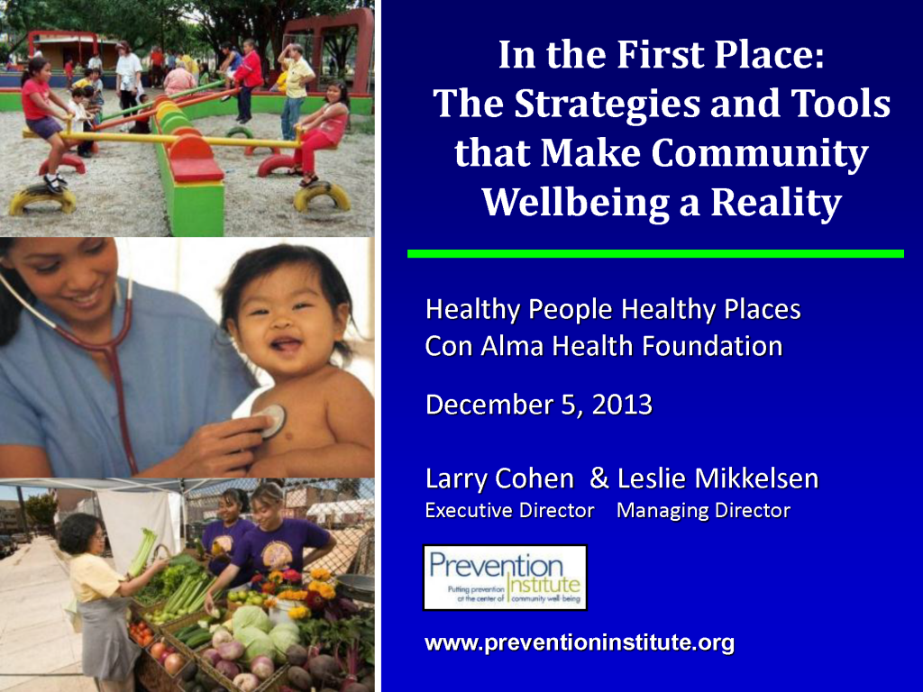 In the First Place: The Strategies and Tools That Make Community Wellbeing a Reality