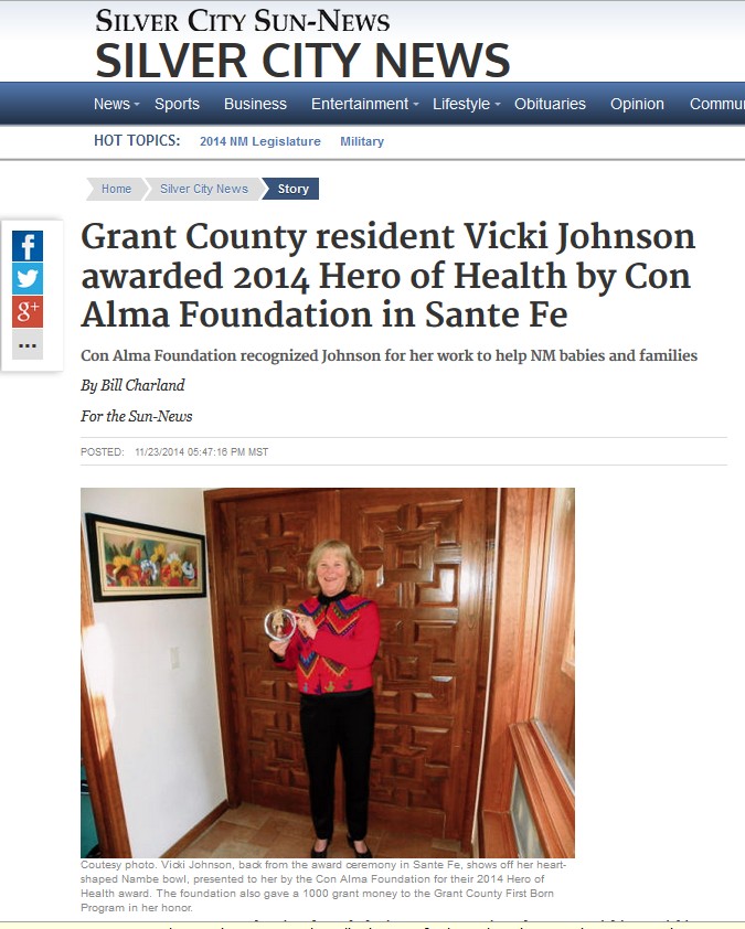 Press Coverage: 2014 Hero of Health Vicki Johnson